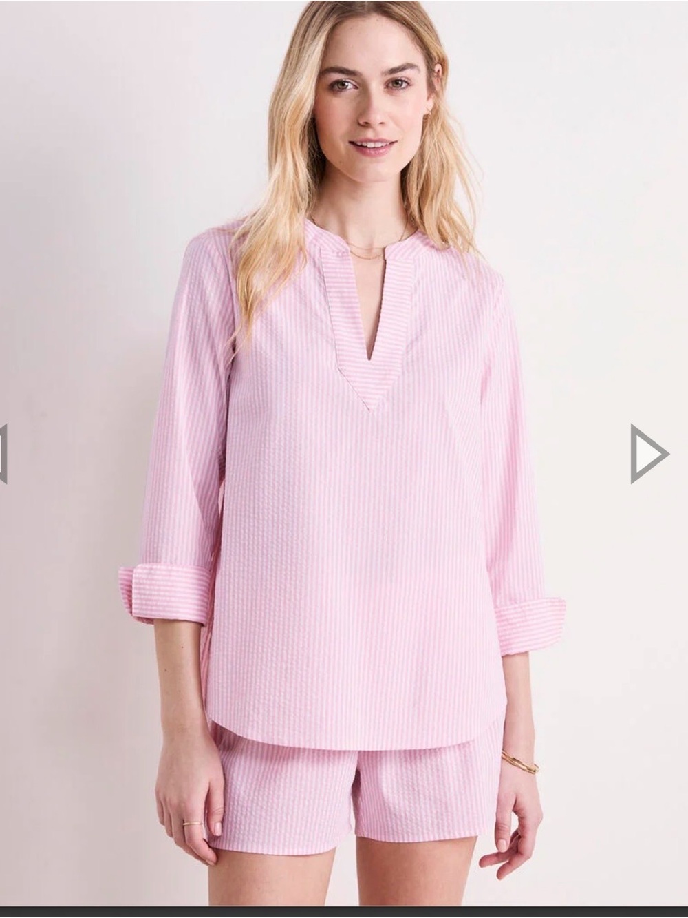 Vineyard Vines Pink Seersucker Tunic Top